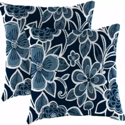 Jordan Manufacturing Outdoor 18" Accessory Throw Pillows-HALSEY NAVY RICHLOOM