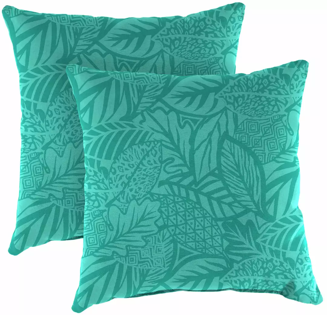 Jordan Manufacturing Custom Order Cushions Outdoor 16" Accessory Throw Pillows, Set Of 2-MAVEN LAGOON 1 Jordan Manufacturing Custom Order Cushions Outdoor 16" Accessory Throw Pillows, Set Of 2-MAVEN LAGOON