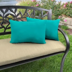 Jordan Manufacturing Outdoor Lumbar Accessory Throw Pillows, Set Of 2- Sunbrella CANVAS ARUBA GLEN RAVEN Custom Order Cushions