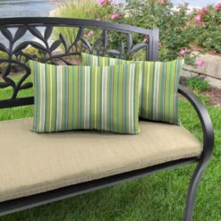 Jordan Manufacturing Outdoor Lumbar Accessory Throw Pillows, Set Of 2- Sunbrella FOSTER SURFSIDE RAVEN Custom Order Cushions