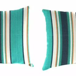 Jordan Manufacturing Outdoor Lumbar Accessory Throw Pillows, Set Of 2- Sunbrella TOKEN SURFSIDE GLEN RAVEN