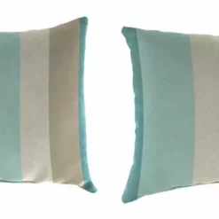 Jordan Manufacturing Outdoor Lumbar Accessory Throw Pillows, Set Of 2- Sunbrella GETAWAY MIST GLEN RAVEN Custom Order Cushions