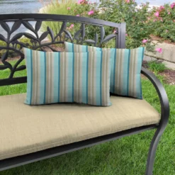 Jordan Manufacturing Outdoor Lumbar Accessory Throw Pillows, Set Of 2- Sunbrella GETAWAY MIST GLEN RAVEN Custom Order Cushions