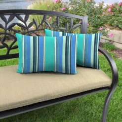 Jordan Manufacturing Outdoor Lumbar Accessory Throw Pillows, Set Of 2- Sunbrella DOLCE STR OASIS ACR GLEN RAVEN Custom Order Cushions