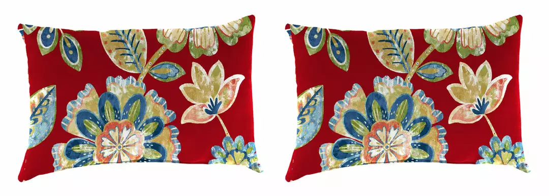 Jordan Manufacturing Custom Order Cushions Outdoor Lumbar Accessory Throw Pillows, Set Of 2-DAELYN CHERRY RICHLOOM 1 Jordan Manufacturing Custom Order Cushions Outdoor Lumbar Accessory Throw Pillows, Set Of 2-DAELYN CHERRY RICHLOOM