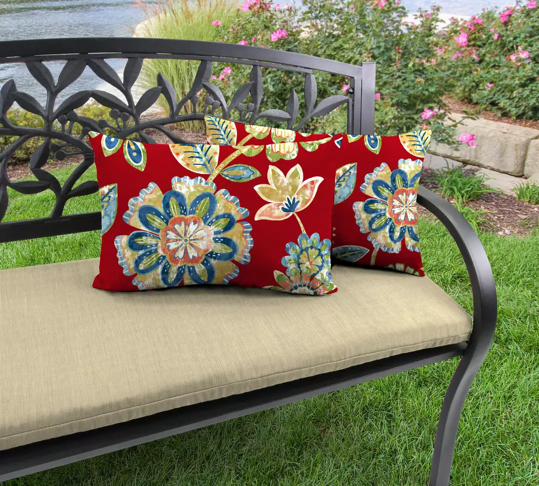 Jordan Manufacturing Custom Order Cushions Outdoor Lumbar Accessory Throw Pillows, Set Of 2-DAELYN CHERRY RICHLOOM 2 Jordan Manufacturing Custom Order Cushions Outdoor Lumbar Accessory Throw Pillows, Set Of 2-DAELYN CHERRY RICHLOOM