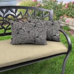 Jordan Manufacturing Outdoor Lumbar Accessory Throw Pillows, Set Of 2-TALIA NOIR RICHLOOM Custom Order Cushions