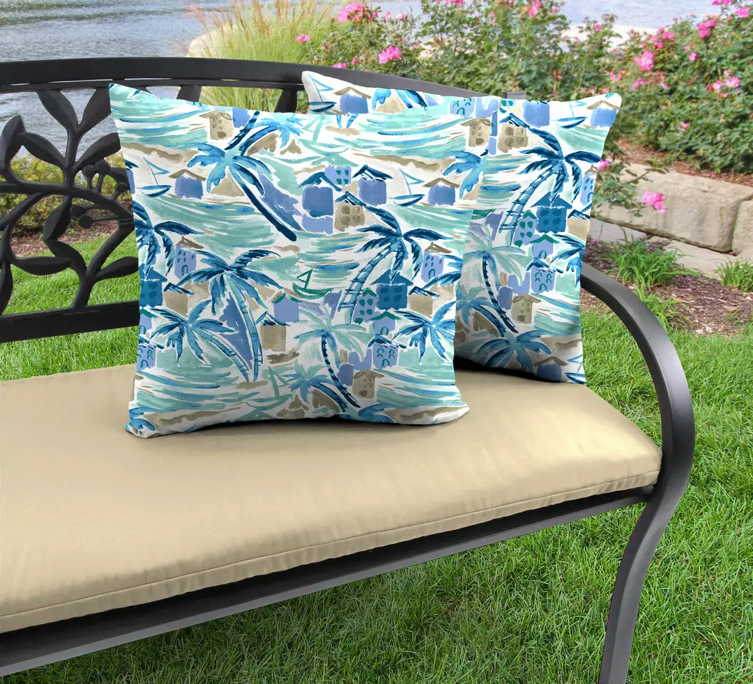 Jordan Manufacturing Custom Order Cushions 20" Outdoor Accessory Throw Pillows, Set Of 2-BALLYFIN BAY BLUE RICHLOOM 2 Jordan Manufacturing Custom Order Cushions 20" Outdoor Accessory Throw Pillows, Set Of 2-BALLYFIN BAY BLUE RICHLOOM