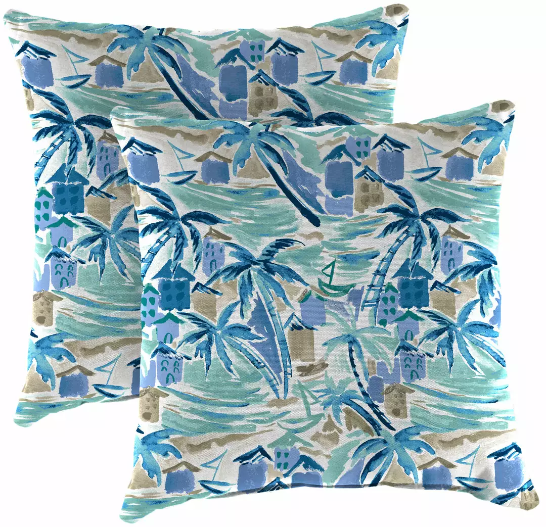 Jordan Manufacturing Custom Order Cushions 20" Outdoor Accessory Throw Pillows, Set Of 2-BALLYFIN BAY BLUE RICHLOOM 1 Jordan Manufacturing Custom Order Cushions 20" Outdoor Accessory Throw Pillows, Set Of 2-BALLYFIN BAY BLUE RICHLOOM