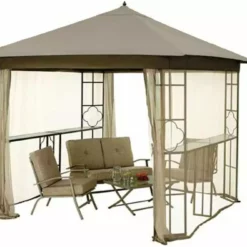 TOPS Clearance Mainstays Landsdowne Heights Double Shelf Gazebo Canopy - High Grade 300D