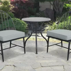 Apollo Outdoor Patio Sets Rochelle 3pc Bistro Set, Black