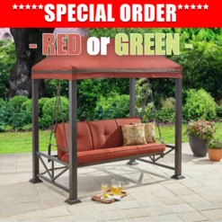 TOPS Gazebo Canopy Replacement Sullivan Pointe Gazebo Porch Swing Replacement Canopy | Green, Red