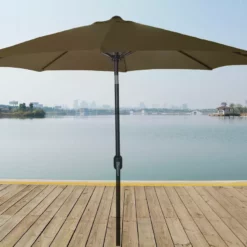 Jordan Manufacturing 9FT Steel Market Umbrella In Khaki Umbrellas