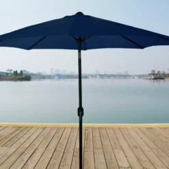 Umbrellas Jordan Manufacturing 9FT Steel Market Umbrella In Navy