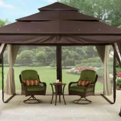 Outdoor Patio Sales 17 TOPS Gazebo Canopy Replacement BHG Archer Ridge 10x12 FT Brown Gazebo Canopy